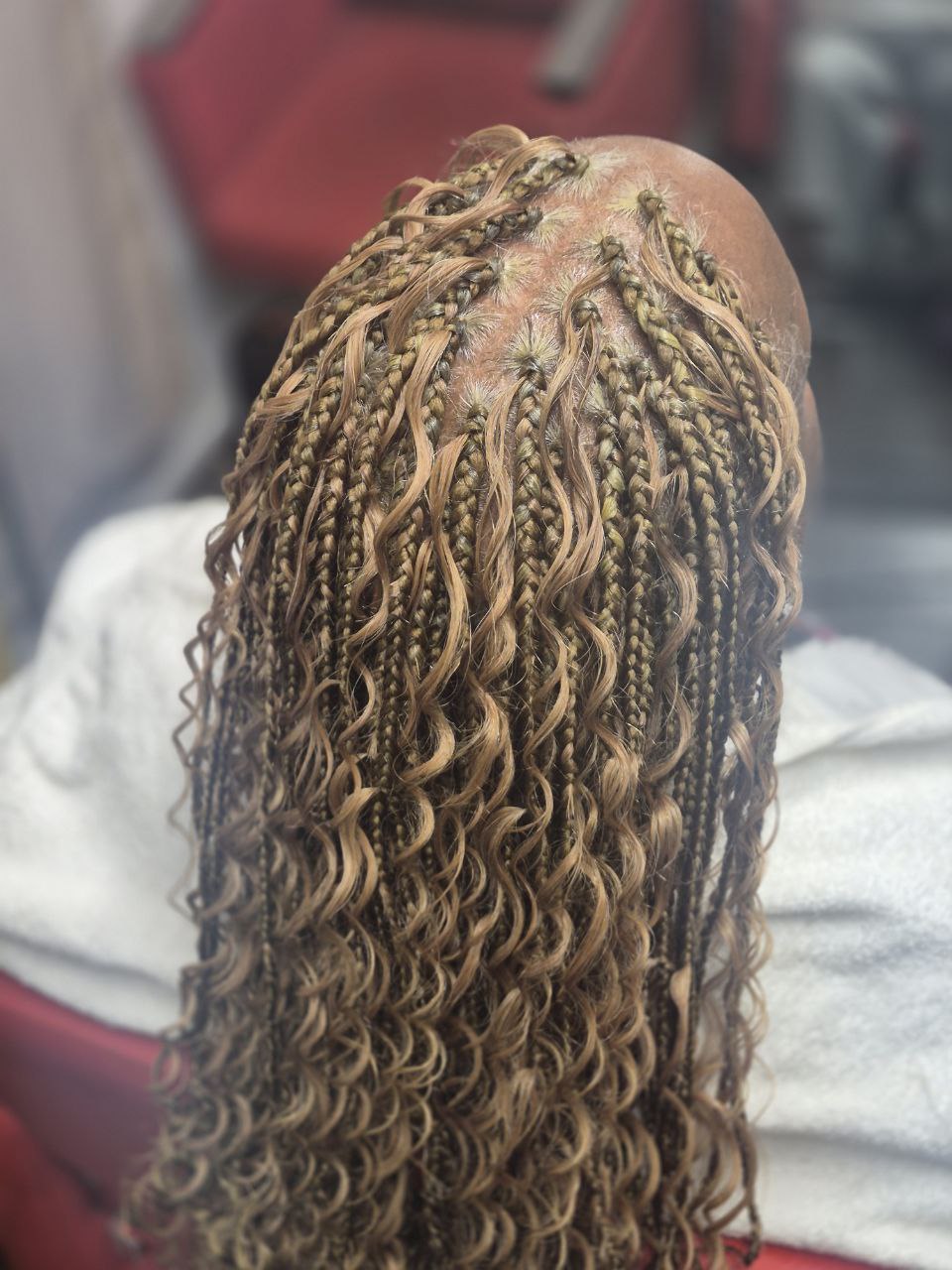 Boho Box Braids on natural hair - Milly's FAB Tucson salon